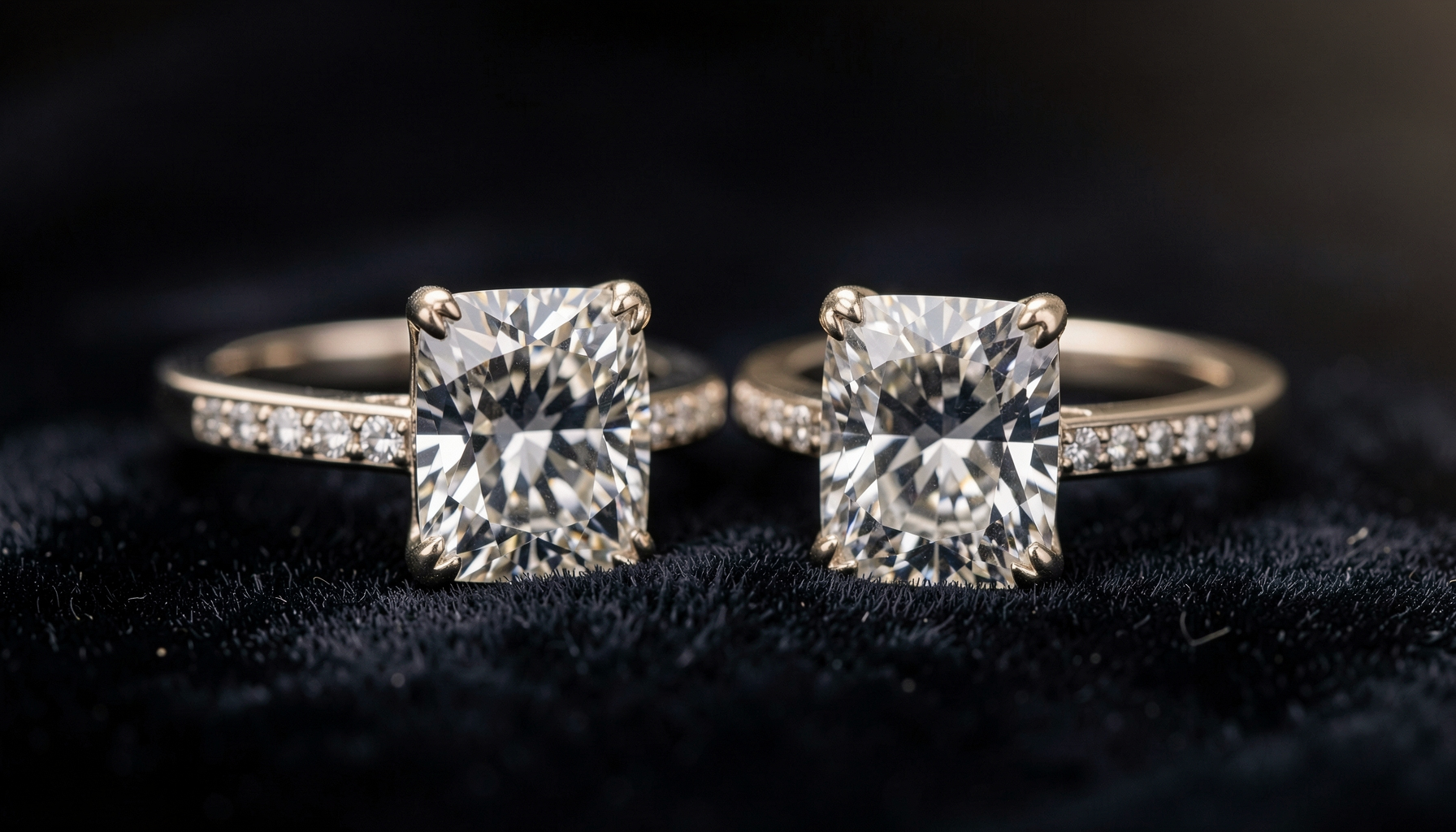 so sánh nhẫn moissanite và kim cương nhân tạo giá rẻ